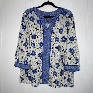 Talbots Women’s Ditsy Floral Top Blue Size XL
